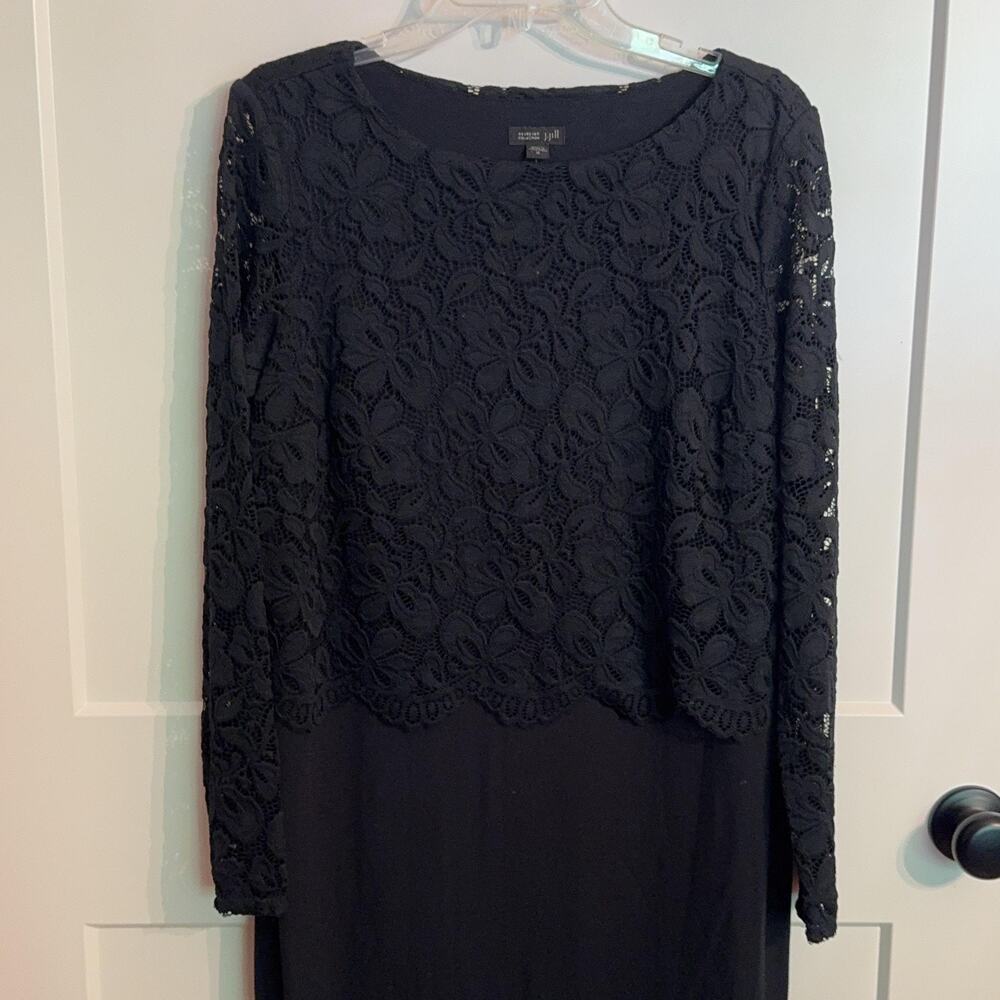 J. Jill Dress Medium Black Lace Sheath Long Sleeve Wearever Party Wedding Chic